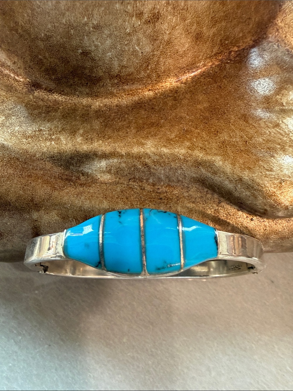 Silver Turquoise Inlay Cuff Bracelet